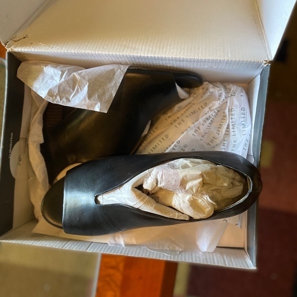 The Limited Black Open-Toe Leather Booties - Picture 9 of 9